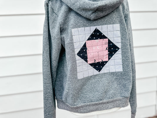Zip-up Quilt Block Hoodie - Size X Small