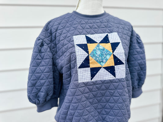 Short Sleeve Quilt Block Sweatshirt - Size Small