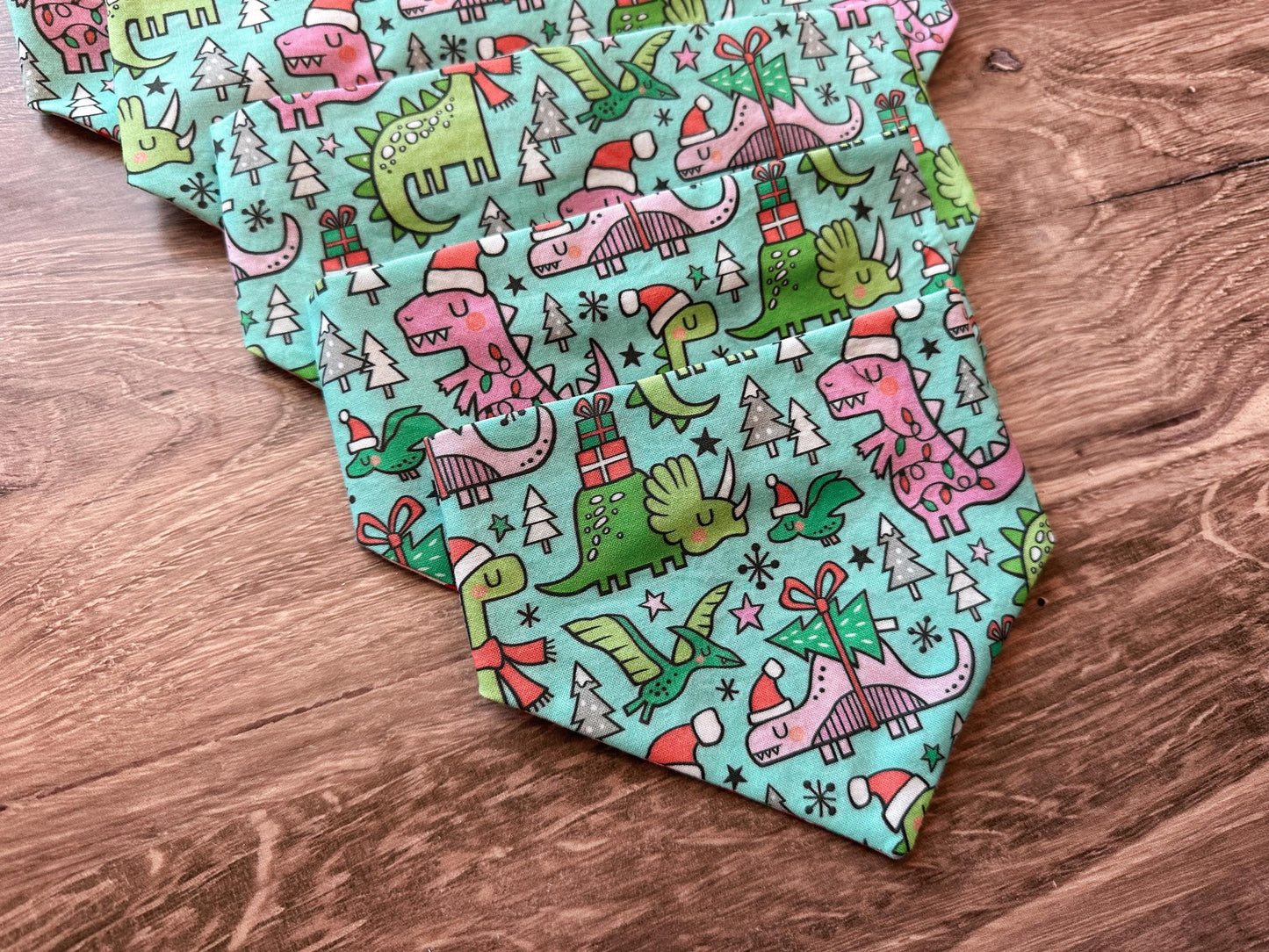 Christmas Dinosaur Holiday Reversible Scrunchie Dog Bandana