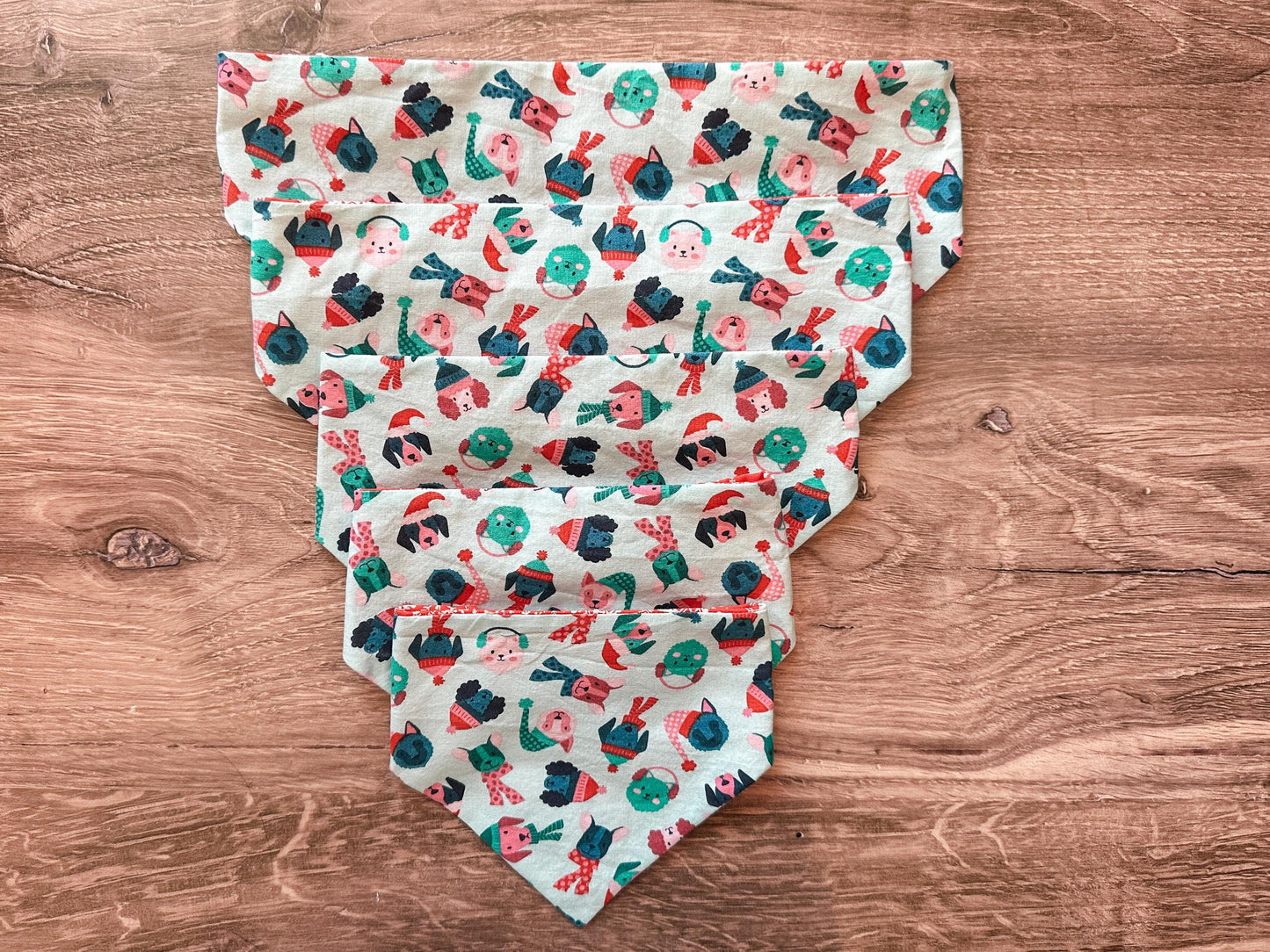 Blue Dog Winter Holiday Reversible Scrunchie Dog Bandana