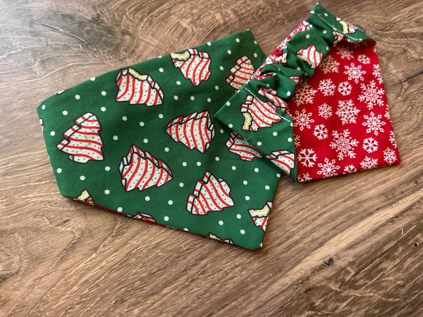 Christmas Tree Cake Holiday Reversible Scrunchie Dog Bandana