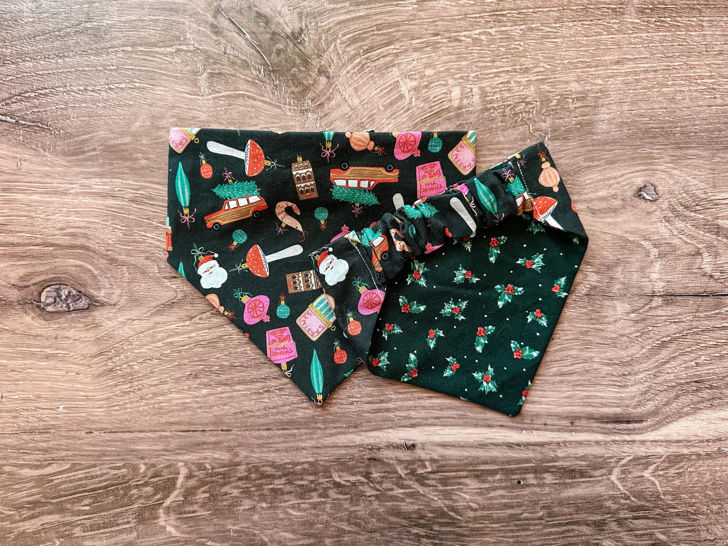 Christmas Ornament Holiday Reversible Scrunchie Dog Bandana