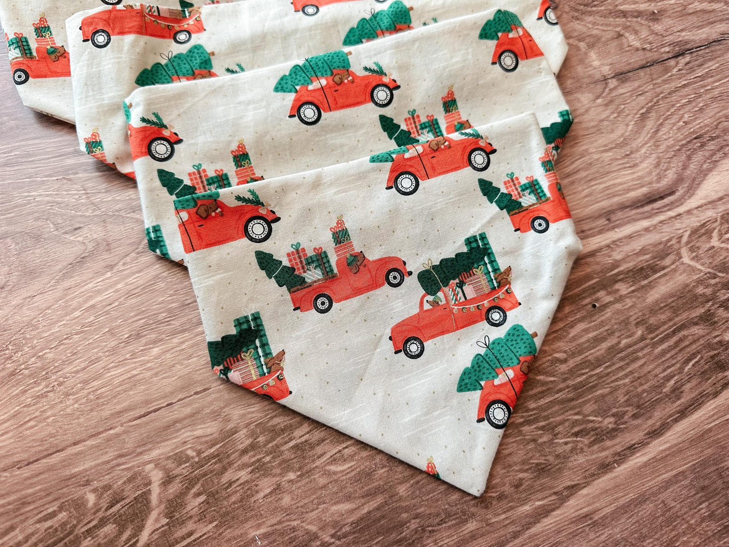 Red Truck and Tree Holiday Reversible Scrunchie Dog Bandana