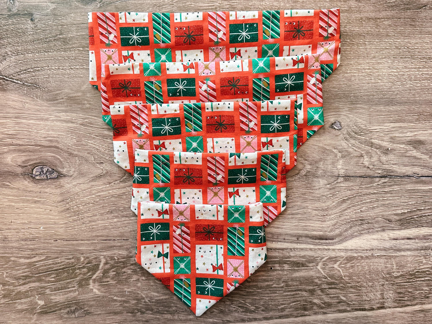 Red Christmas Present Holiday Reversible Scrunchie Dog Bandana