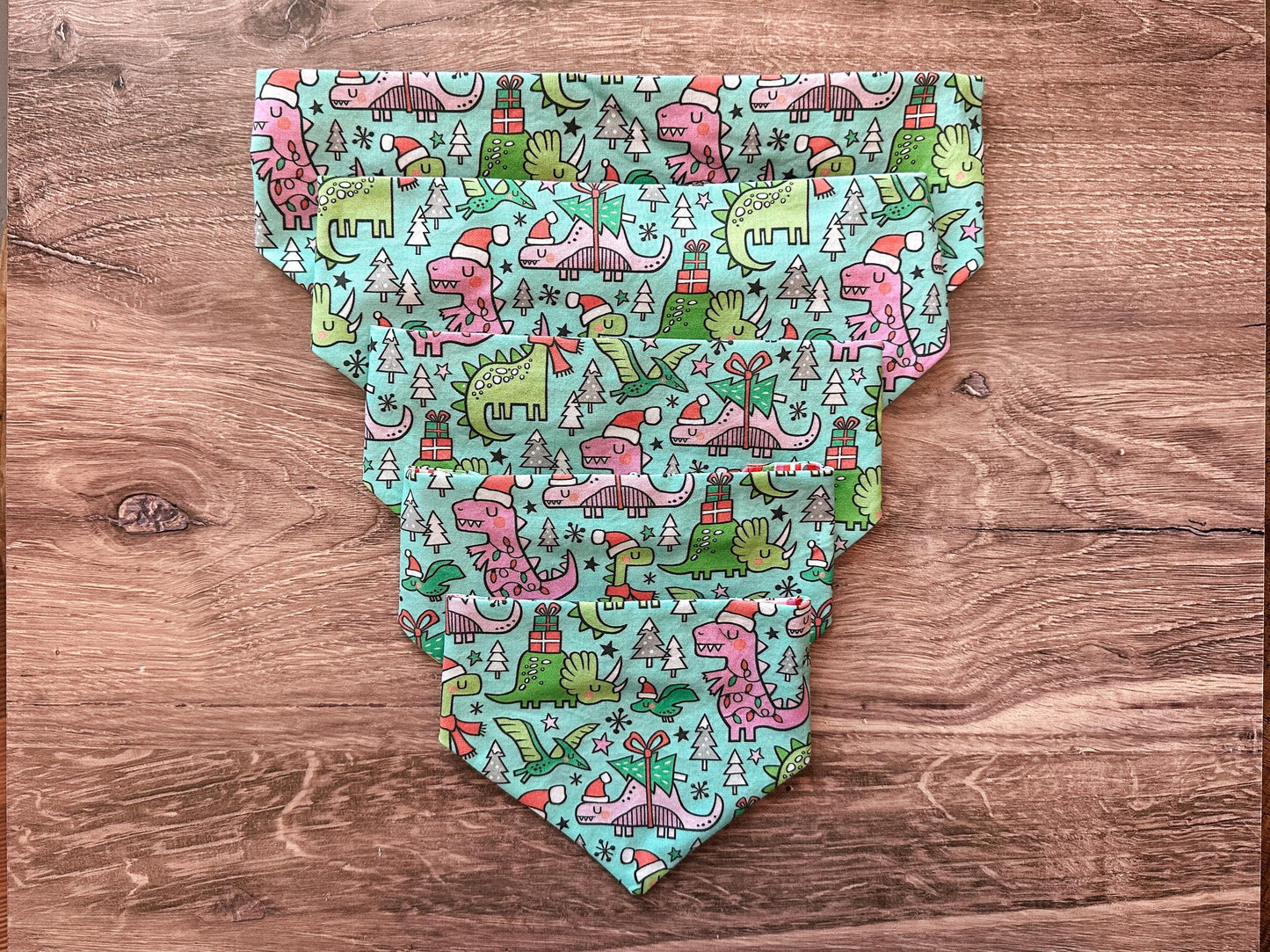 Christmas Dinosaur Holiday Reversible Scrunchie Dog Bandana