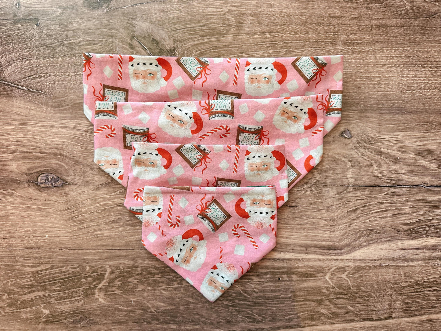 Pink Santa Holiday Reversible Scrunchie Dog Bandana