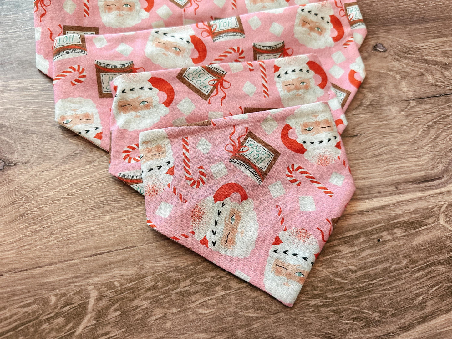 Pink Santa Holiday Reversible Scrunchie Dog Bandana