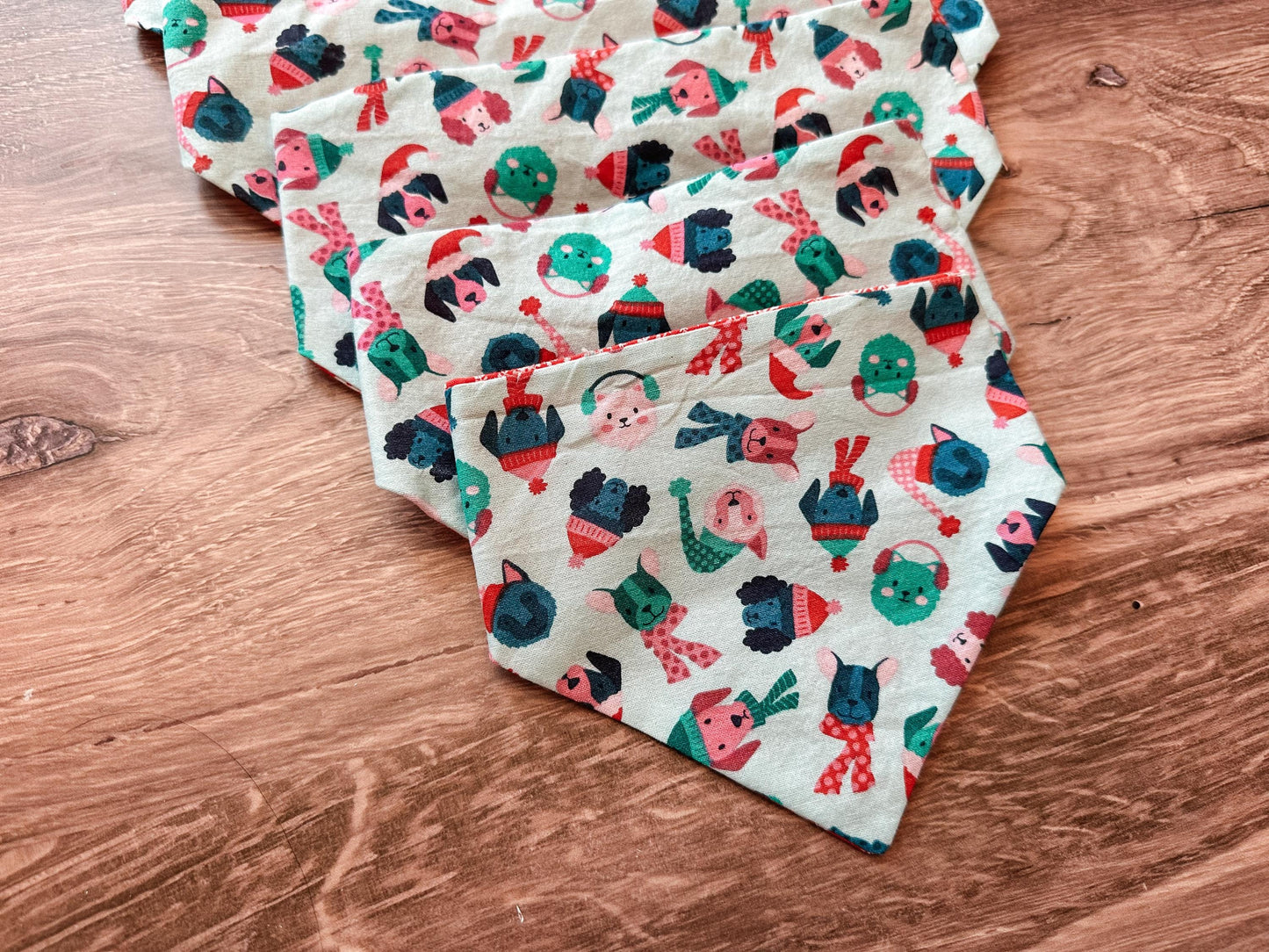 Blue Dog Winter Holiday Reversible Scrunchie Dog Bandana