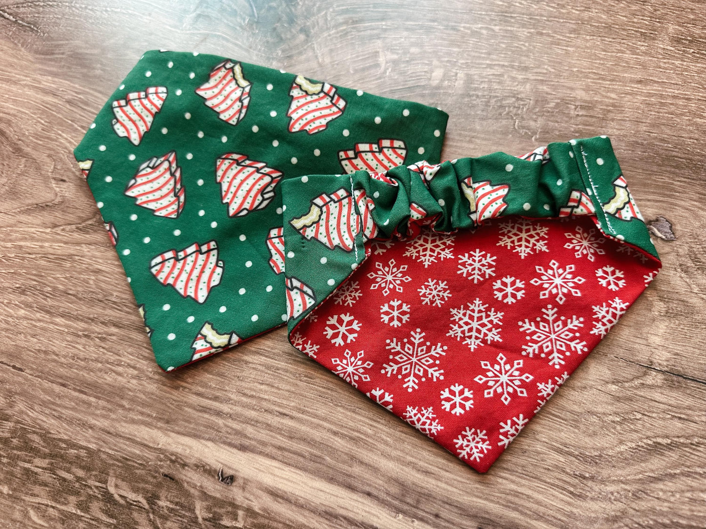 Christmas Tree Cake Holiday Reversible Scrunchie Dog Bandana