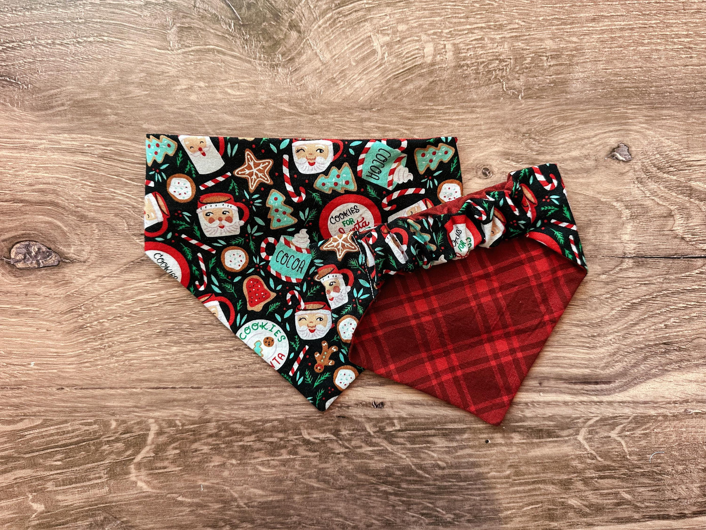 Santa's Cookies Holiday Reversible Scrunchie Dog Bandana