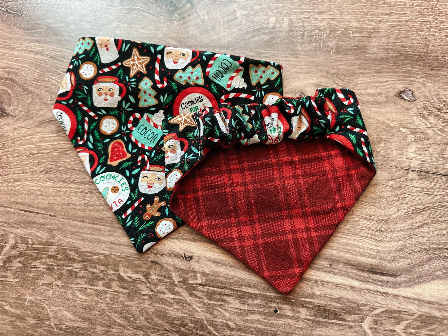 Santa's Cookies Holiday Reversible Scrunchie Dog Bandana