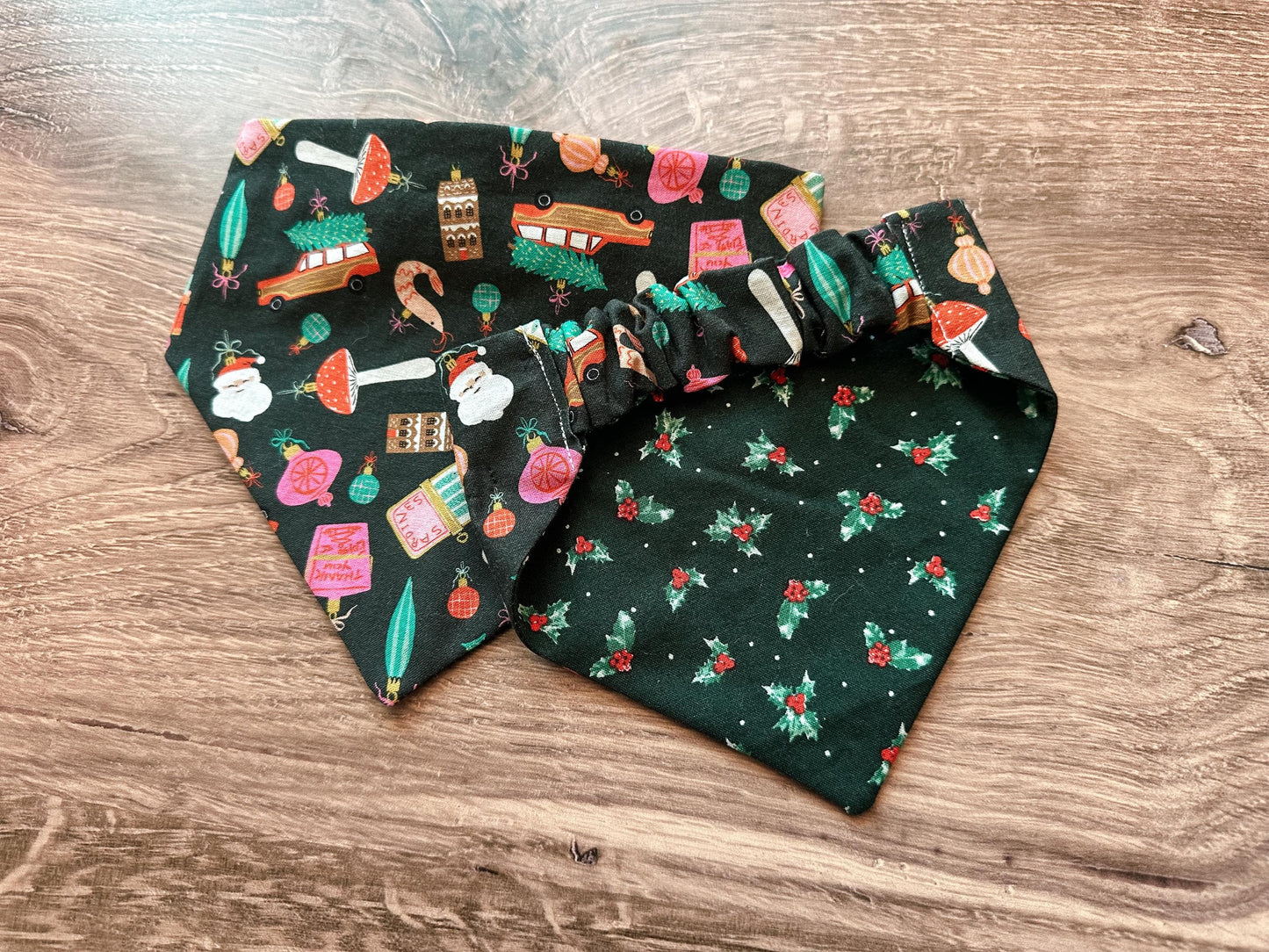 Christmas Ornament Holiday Reversible Scrunchie Dog Bandana