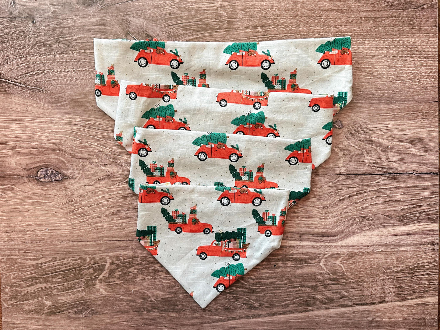 Red Truck and Tree Holiday Reversible Scrunchie Dog Bandana