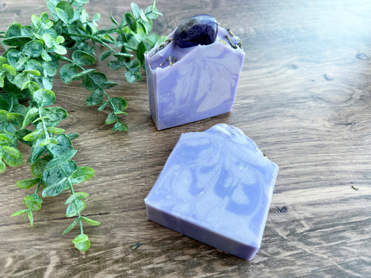 Amethyst Cold Process Soap with REAL Amethyst Stone
