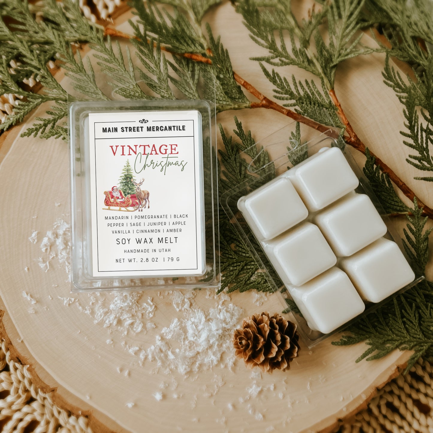 Vintage Christmas Wood Wick Soy Candle